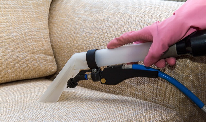 cropped picture of a person vacuuming a couch