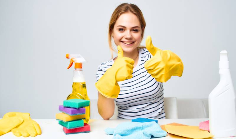 Women with cleaning tools