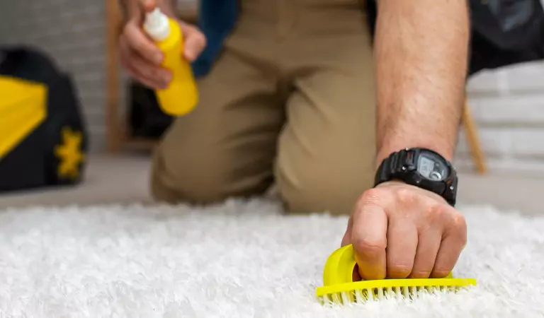 cropped picture of a person cleaning a carpet