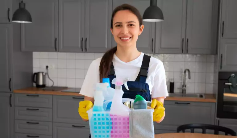 woman ready to clean her house
