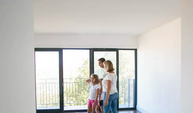 Family inside of their new house