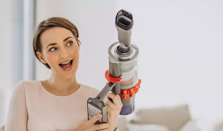 woman with an smart cleaning tool