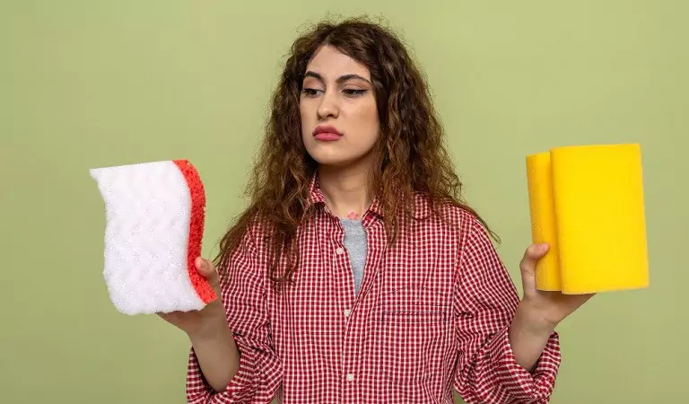 woman with a magic eraser ready to clean