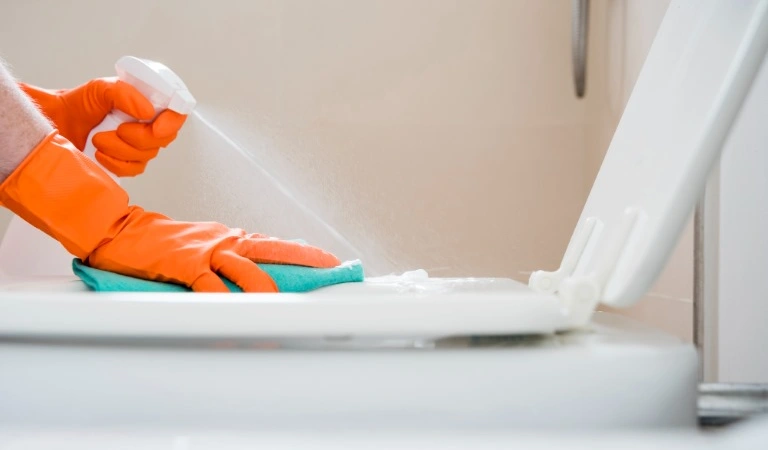 Concept of man cleaning his home