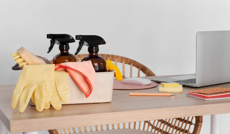 Still life of home cleaning process