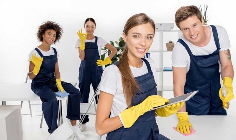 group of professionals ready to spruce up a commercial property